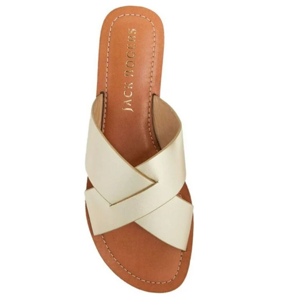 Jack Rogers Slotted Sloane X-Band Sandals Platinum, Size 7 Womens Slip On Shoes